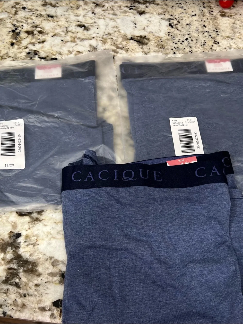3 pair Cacique Women’s Navy Heather Cotton Shorty 18/20